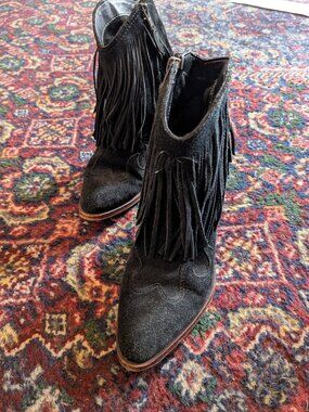 Sam Edelman suede cowboy fringe boots